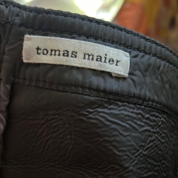 Tomas Maier Sz 0 Black Leather Midi Skirt New with Tags - Picture 6 of 9